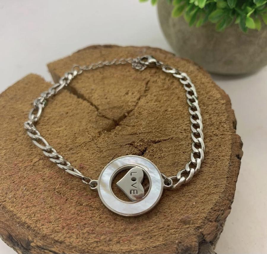 Pulsera acero y nacar